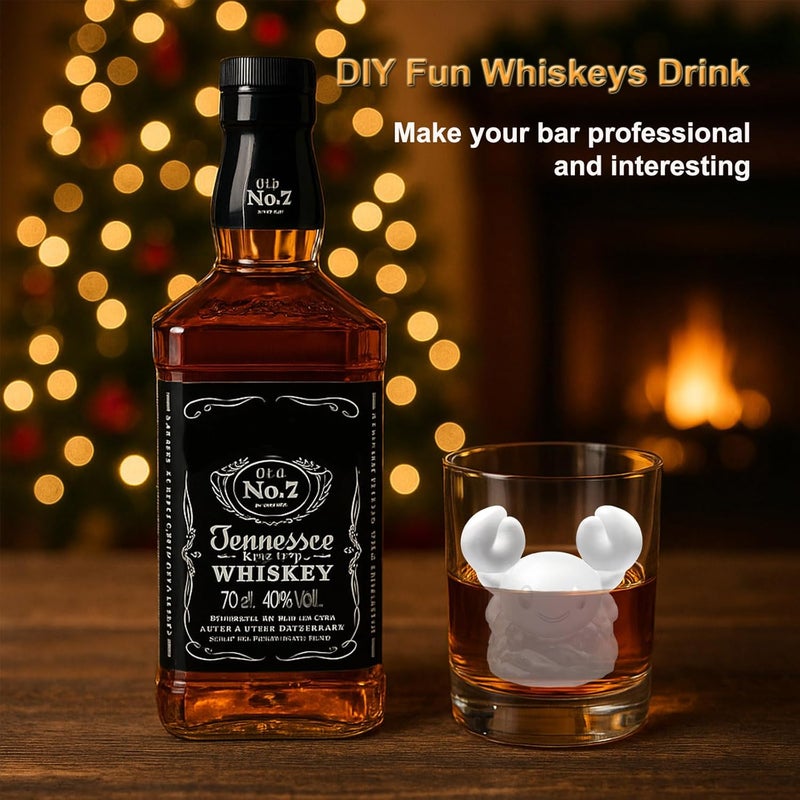SIUPER 3D Crab Ice Cube Silicone Molds Tray for Whiskey, Cocktail, Drink, Bar; Rich Details. Fun Animal Mold for DIY Craft Taba Squishy Chocolate Soap Candle Resin Gift for Women Girls Boys; 2 Pack - Image 2